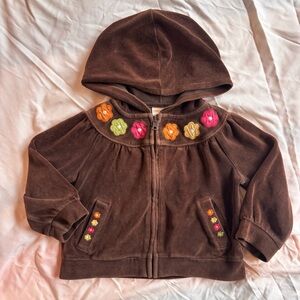 Vintage Y2K Gymboree full zip brown Velour Hoodie 12-24 Mos